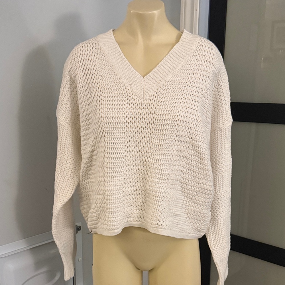 Revamped Cream V-Neck Sweater